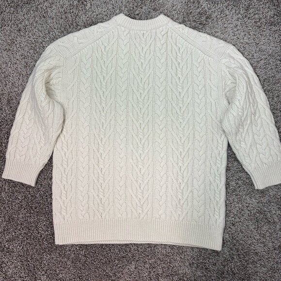 Aritzia The Group 2 Wool Fisherman Sweater Chunky Heavy Cable Knit Beige XL - Picture 4 of 11
